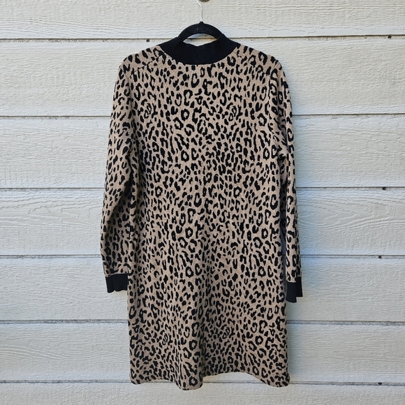 J. Crew mockneck sweater dress leopard print with pockets XL - Picture 2 of 6